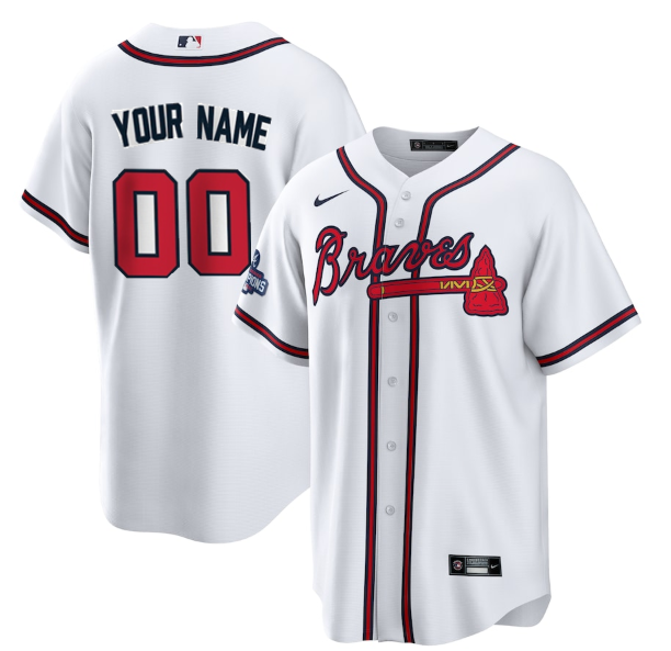 Men's Atlanta Braves Customized 2021 White World Series Champions Cool Base Stitched Jersey